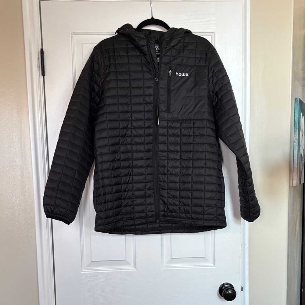 Men's Black Quilted Hooded Jacket